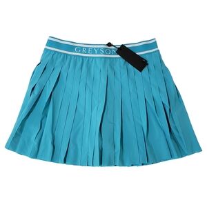 Greyson Leo Skirt Skort Pleated Built-In Shorts Women Large Blue Lagoon NWT 💙